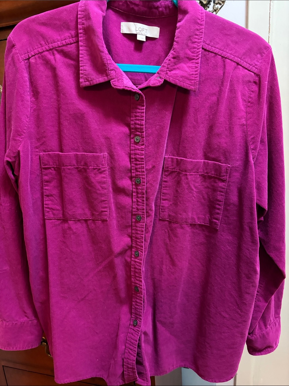 LOFT Button-Down Shirt in Vibrant Fuchsia
